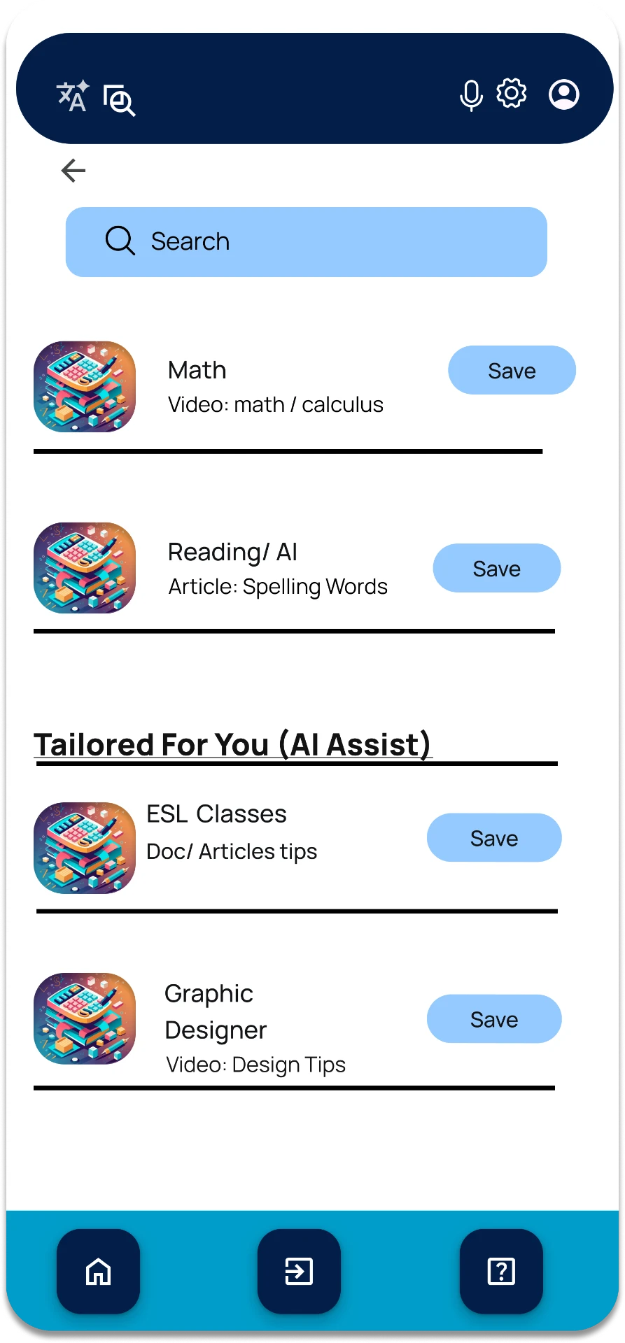 Curated Feed — Math, Reading/AI, and Tailored For You list