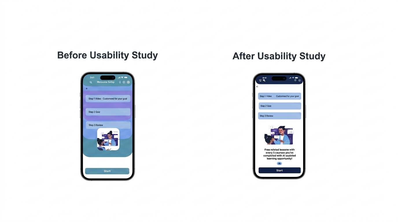 Before and after usability study — refining the interface for clarity