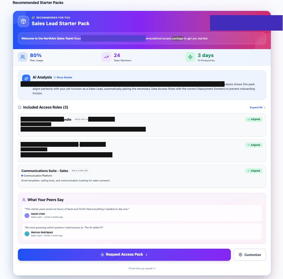Google Access Management Recommended Starter Packs AI recommendations